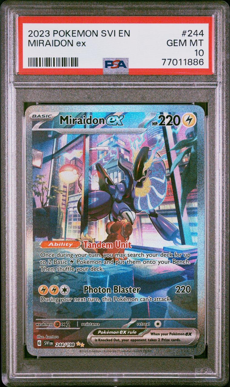 2023 Pokémon TCG 💎Miraidon EX Scarlet & Violet Base Set 244/198 Holo PSA  10 💎#1886